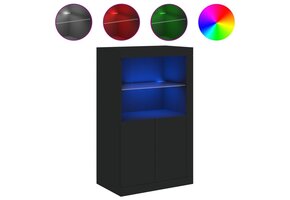 Bijzetkast met LED-verlichting - Zwart (59% Korting)