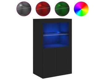 vidaXL Bijzetkast met LED-verlichting bewerkt hout zwart