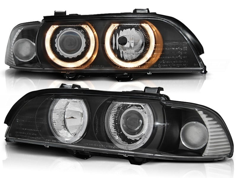 Koplampen dual halo rims BMW E39 09 95-06 03 ANGEL EYES H7/H7 ZWART