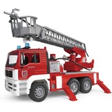 bruder 02771 - MAN TGA brandweerwagen met draailadder | Met waterfunctie en licht- en geluidsmodule, brandweerwagen, hulpverleningsvoertuig, speelgoed vanaf 4 jaar, 1:16