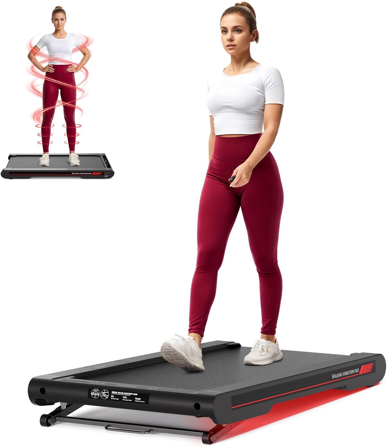 Sperax 4-in-1 walking vibratiepad, loopband voor thuis, trillingen, 0,3-6 km/u, voor thuis en op kantoor, loopband voor thuis met app, 400 W, geen montage nodig