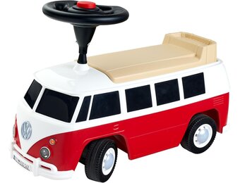 BIG Baby VW RIDE_ON_TOY (Red/White) - Children's Vehicle for Toddlers from 18 Months, Volkswagen T1, Slide Car with Whisper Tyres, Horn & Towing Hitch, Made in Germany