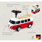 BIG Baby VW RIDE_ON_TOY (Red/White) - Children's Vehicle for Toddlers from 18 Months, Volkswagen T1, Slide Car with Whisper Tyres, Horn & Towing Hitch, Made in Germany