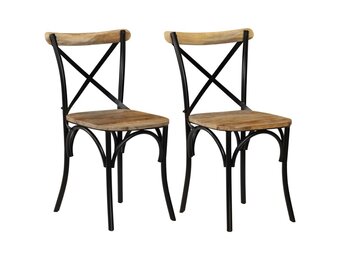 vidaXL Kruisstoelen 2 st massief mangohout zwart