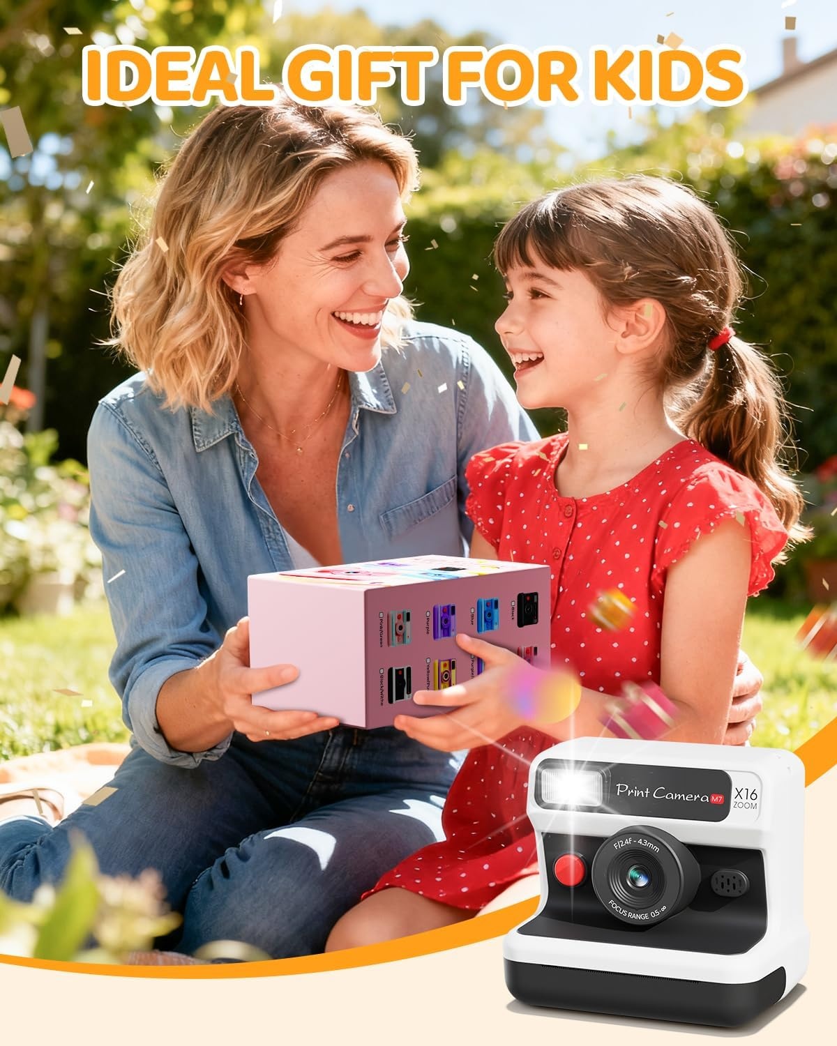 CalineGam Kids Camera Instant Print, 1080P HD Instant Print Camera voor kinderen met 32 GB-kaart en 3 rollen papier, kerst- en verjaardagscadeaus voor meisjes en jongens van 3-12 jaar