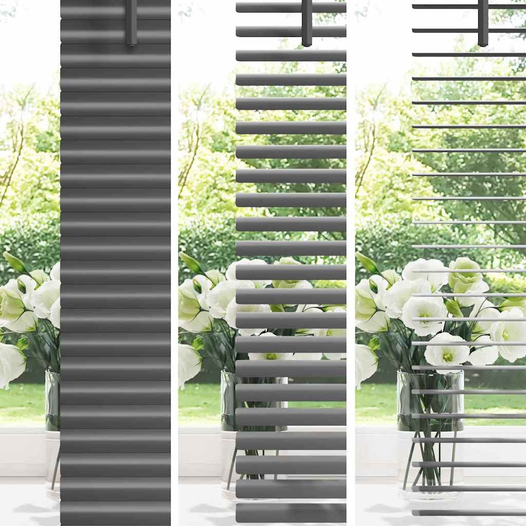 vidaXL Raamblind met gordijnen Donkergrijs Aluminium