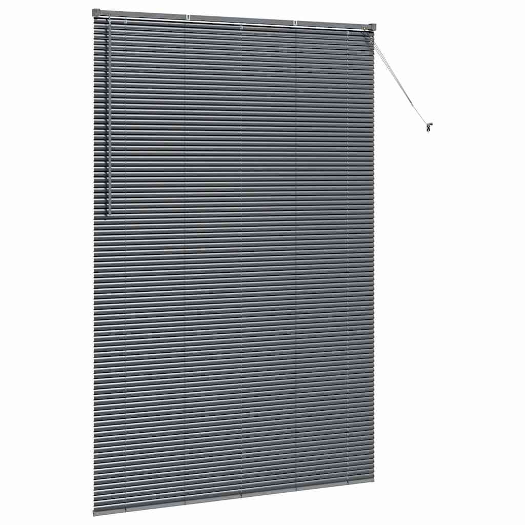 vidaXL Raamblind met gordijnen Donkergrijs Aluminium