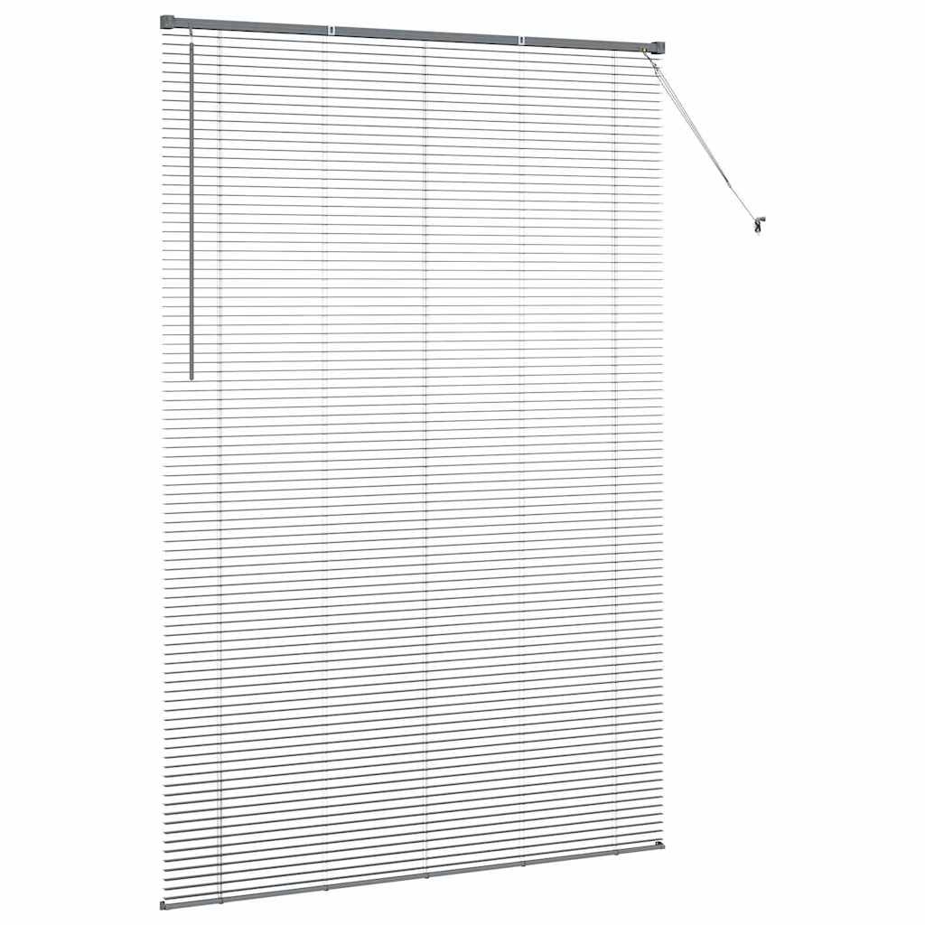 vidaXL Raamblind met gordijnen Donkergrijs Aluminium