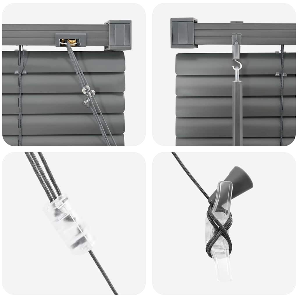 vidaXL Raamblind met gordijnen Donkergrijs Aluminium