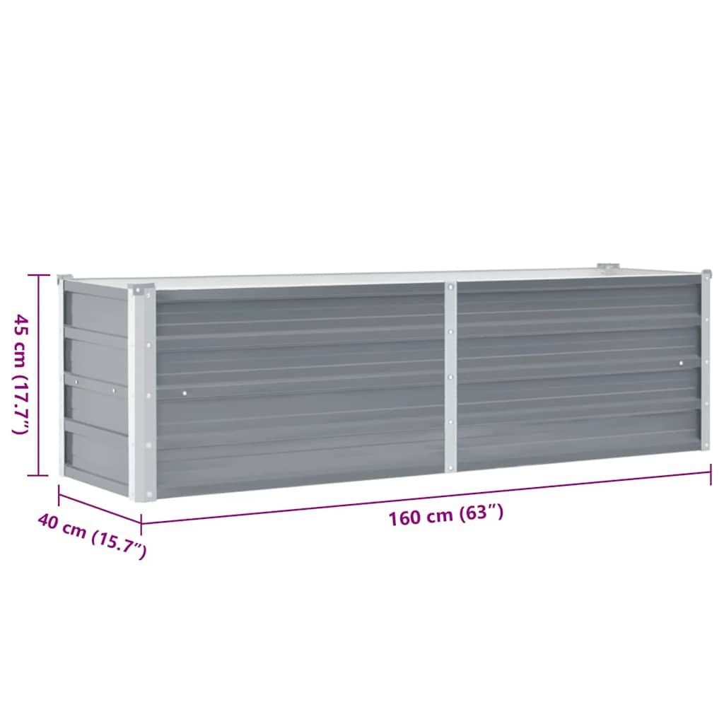 vidaXL Plantenbak verhoogd 160x40x45 cm gegalvaniseerd staal grijs