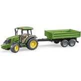 bruder 02108 - John Deere 5115 M met aanhangwagen met opbouw | Tractor met aanhanger voor de boerderij, landbouw, speelgoed vanaf 3 jaar, schaal 1:16