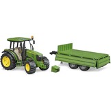 bruder 02108 - John Deere 5115 M met aanhangwagen met opbouw | Tractor met aanhanger voor de boerderij, landbouw, speelgoed vanaf 3 jaar, schaal 1:16