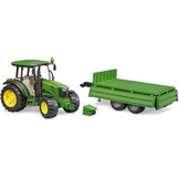 bruder 02108 - John Deere 5115 M met aanhangwagen met opbouw | Tractor met aanhanger voor de boerderij, landbouw, speelgoed vanaf 3 jaar, schaal 1:16