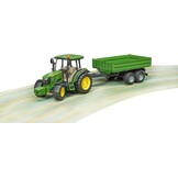 bruder 02108 - John Deere 5115 M met aanhangwagen met opbouw | Tractor met aanhanger voor de boerderij, landbouw, speelgoed vanaf 3 jaar, schaal 1:16