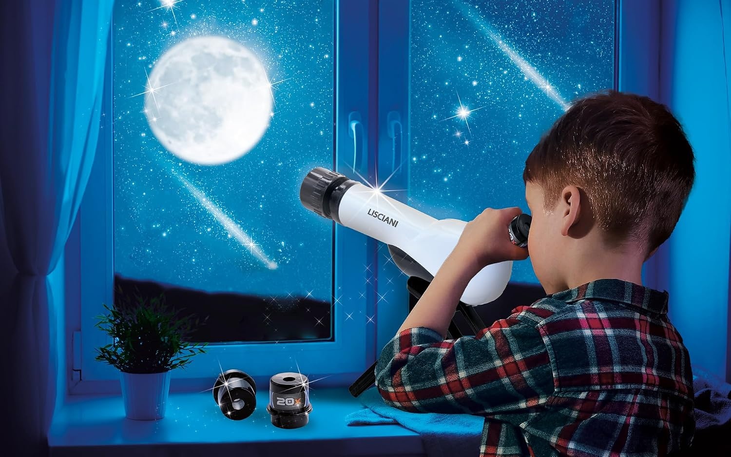 Lisciani - I'm A Genius - Telescoop voor kinderen vanaf 7 jaar - educatief spel astronomie - sterrenkijken en natuur - zoom x 20 x 30 x 40 cm - cadeau-idee voor verjaardag - wetenschappelijke