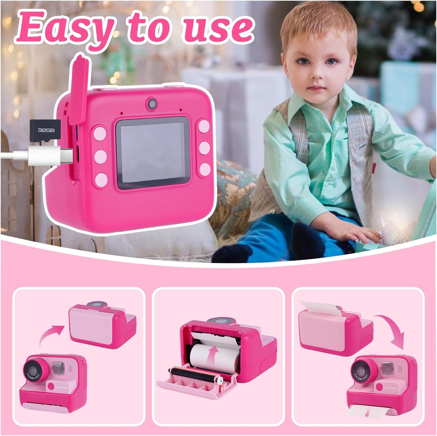 Digitale Kindercamera met Directe Print & 48MP - Zwart-wit | 29% Korting