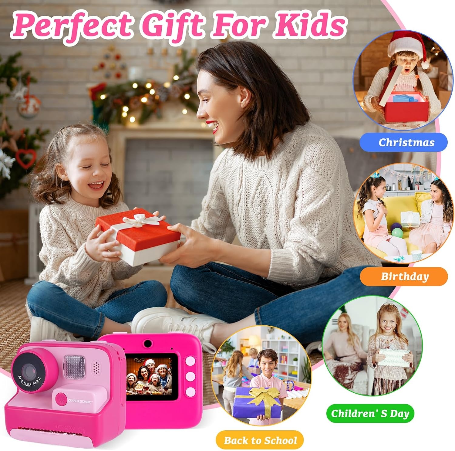 Digitale Kindercamera met Directe Print & 48MP - Zwart-wit | 29% Korting