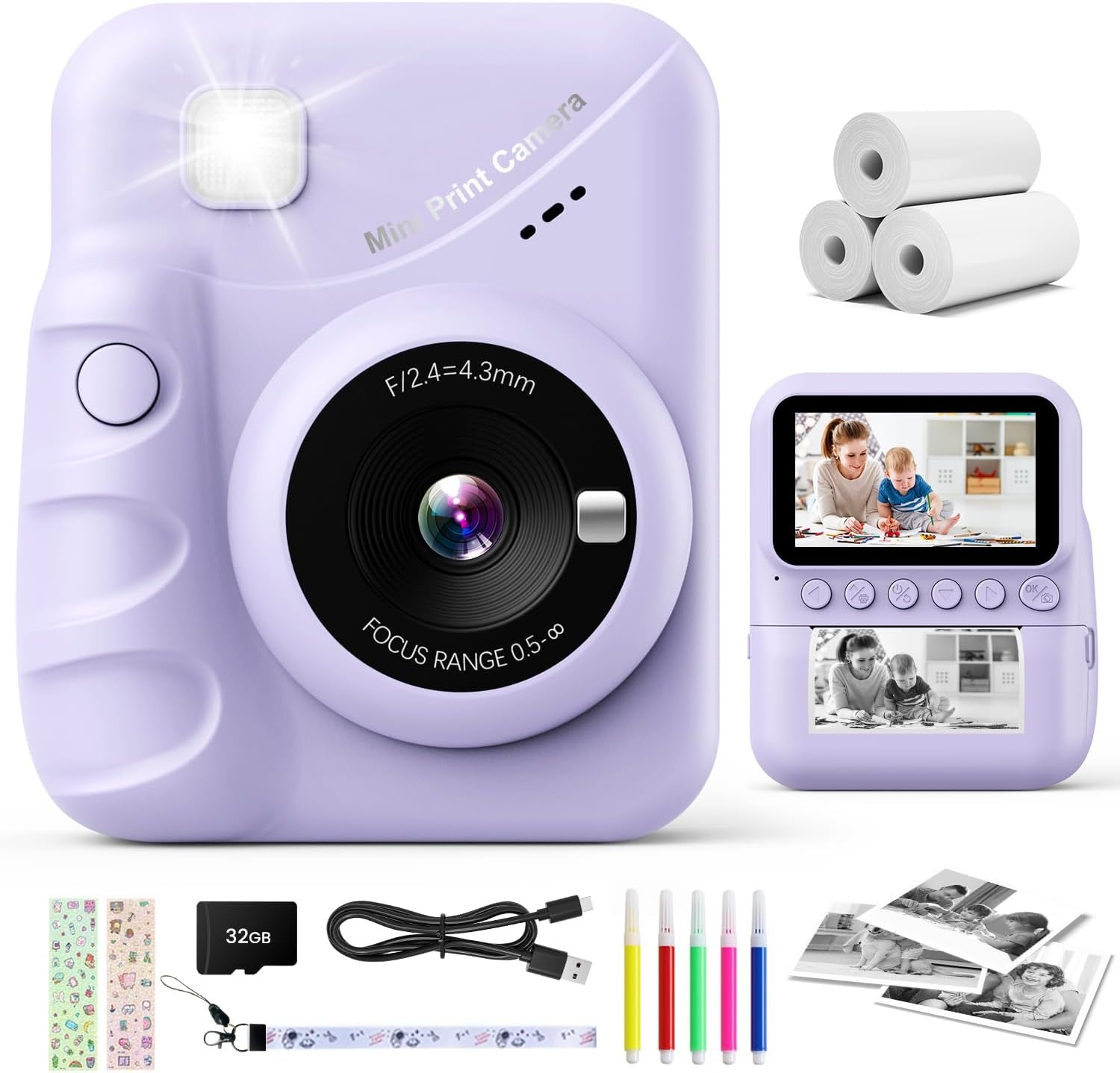 Kindercamera met Direct Print - 48MP HD & 3" Scherm (29% Korting)