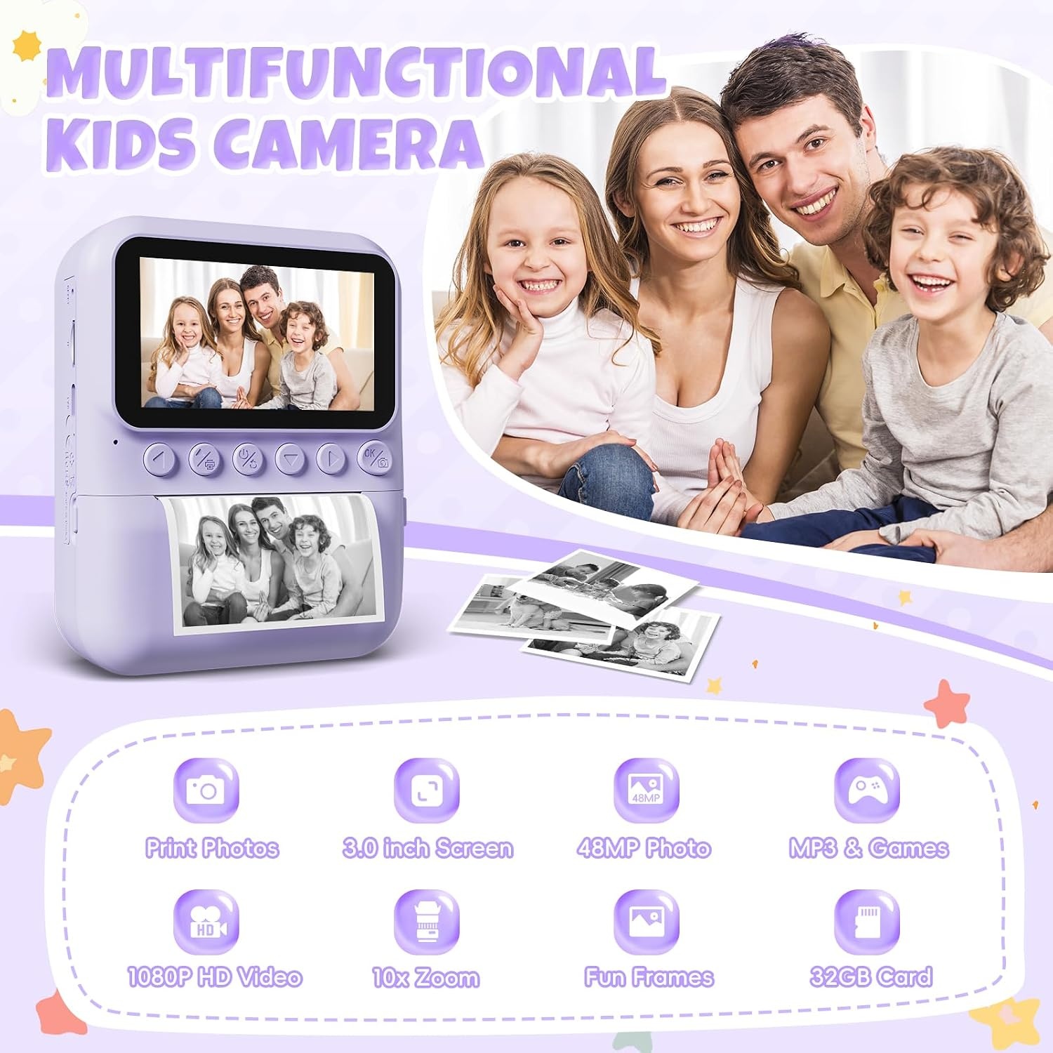 Kindercamera met Direct Print - 48MP HD & 3" Scherm (29% Korting)