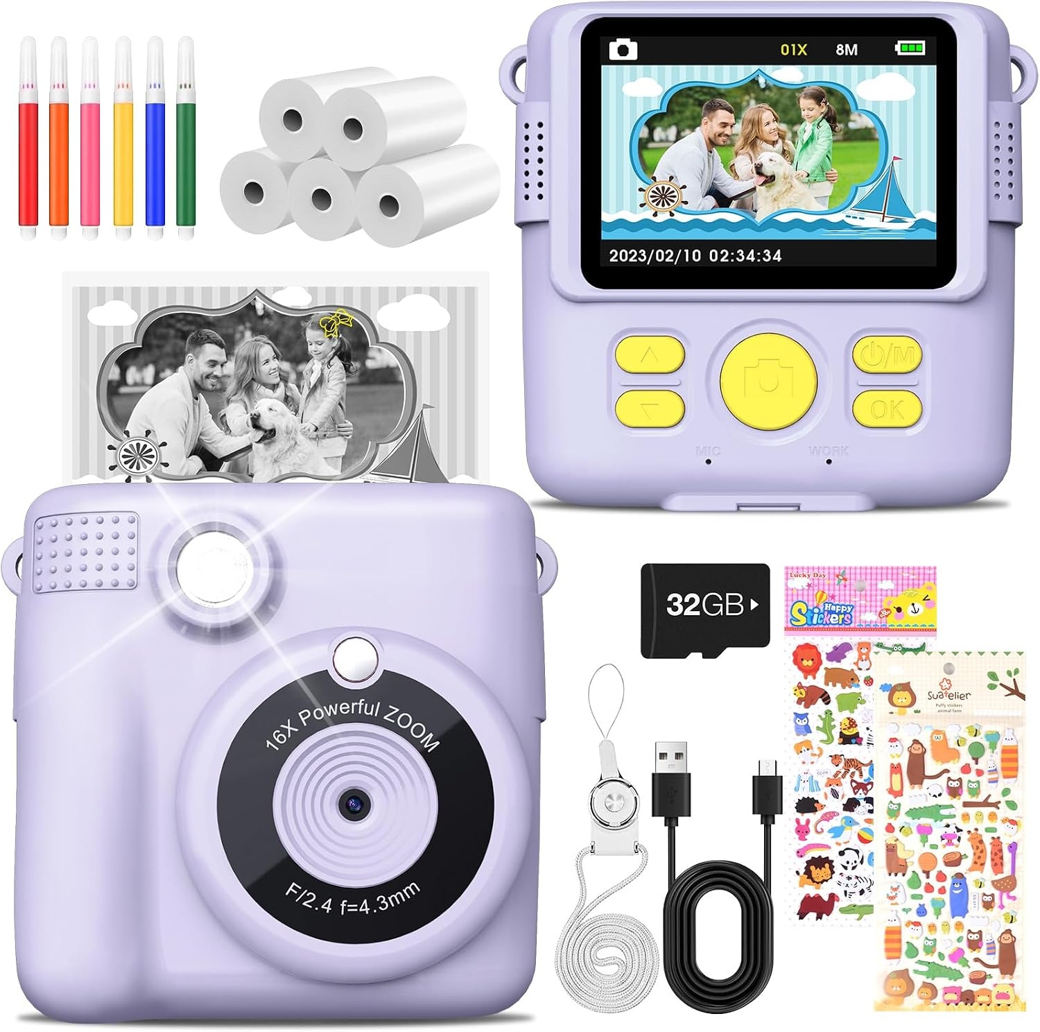 Lila Digitale Kinder Sofortbildcamera met Directe Printfunctie (3-12 jaar) - 29% Korting