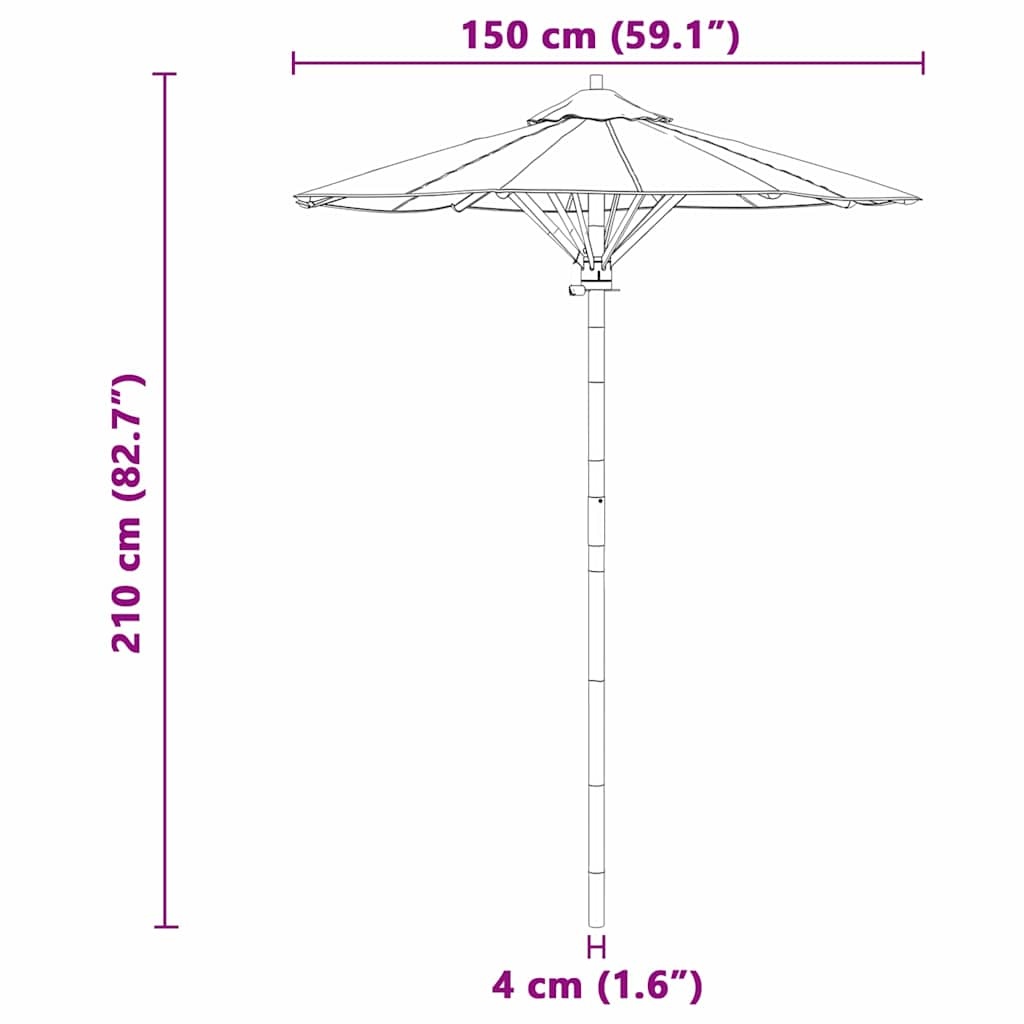 VidaXL Tuinparasol Crèmewit - Bamboe - 150x150x210 cm (34% Korting)