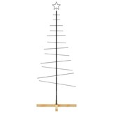 vidaXL Kerstdecoratie kerstboom met houten basis 150 cm metaal zwart