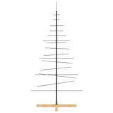 vidaXL Kerstdecoratie kerstboom met houten basis 150 cm metaal zwart