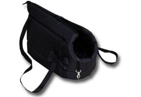 Hondendraagtas Schoudertas voor kleine honden zwart met ritssluiting 36x19x23 cm