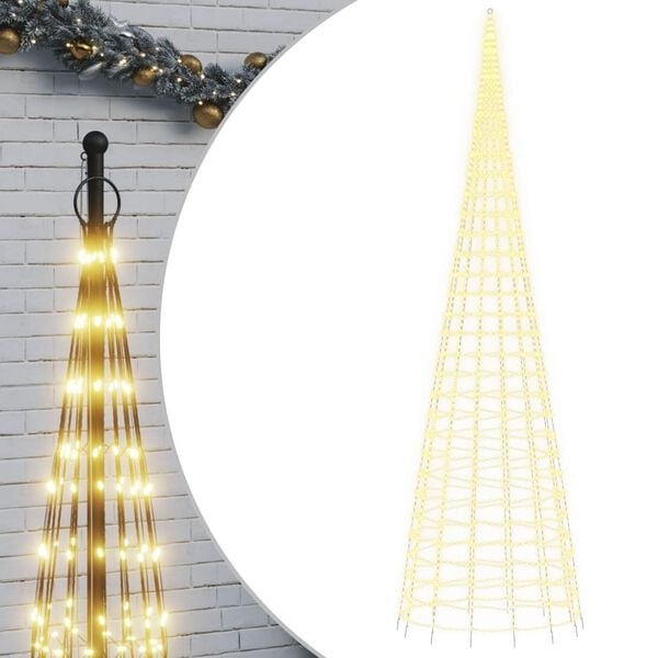 vidaXL LED Kerstboom Vlaggenmast 3000 LEDs Warm Wit 800 cm - 81% Korting!