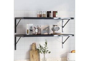 vidaXL Plankdragers Roestvrijstaal Zwart 4 stuks 40x25 cm met 41% Korting