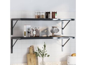 vidaXL Plankdragers 4 st 40x2,5x25 cm roestvrijstaal zwart