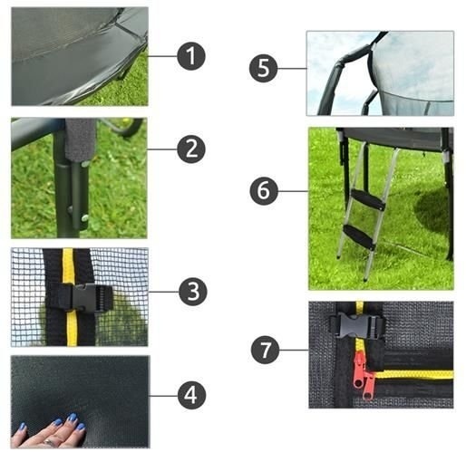 Trampoline - 305 cm - met net en ladder - tot 150 kg - zwart