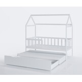 Bedhuis - peuter bed 160x80 cm - met bedlade en logeerbed - wit