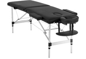 Inklapbare Massagetafel Aluminium Zwart 185x70 cm - 34% Korting!