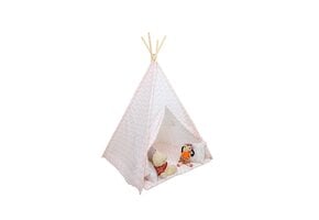 Roze Tipi Tent met Zigzag Patroon - Inclusief Vloermat & Kussens - 34% Korting!