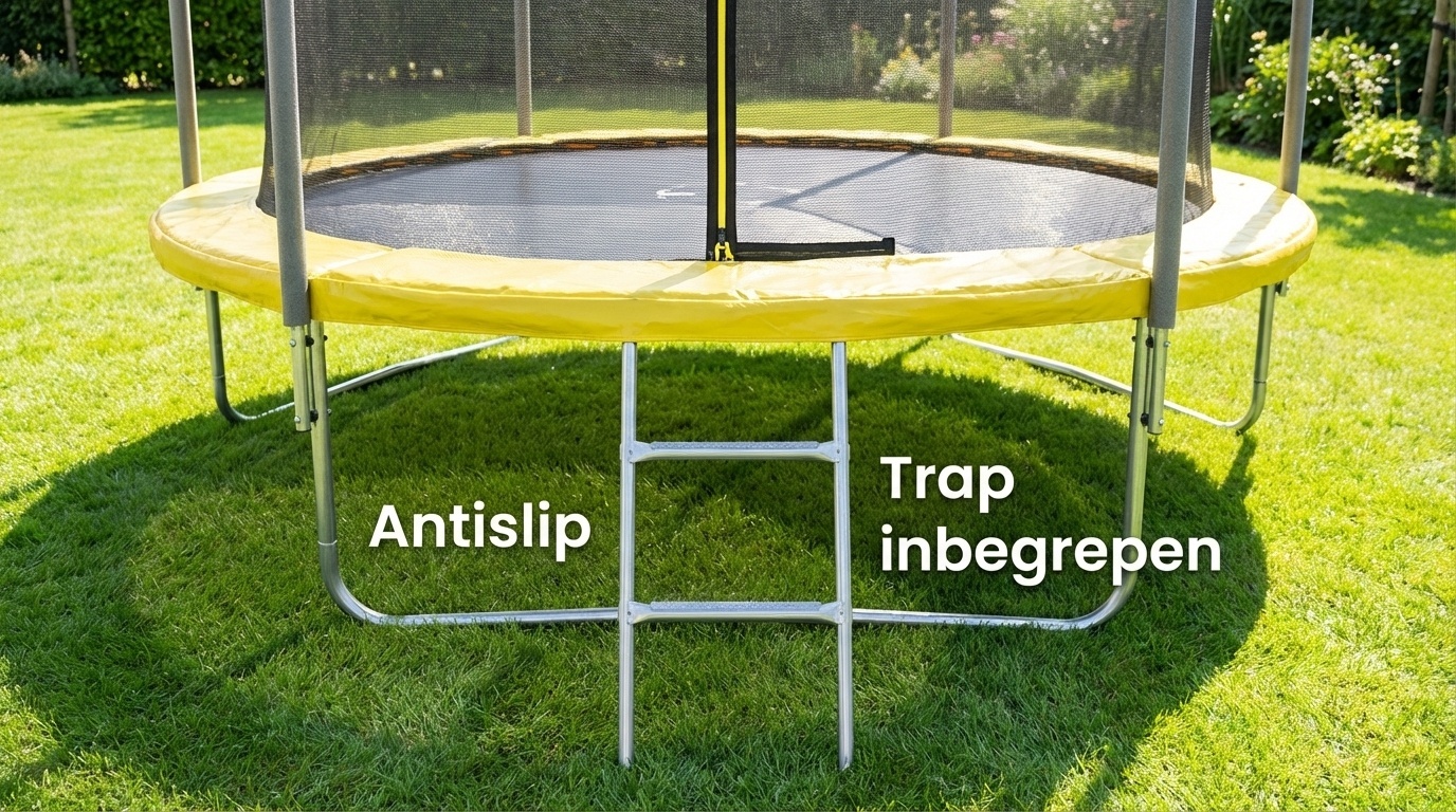 Trampoline Rond 305 cm met Net en Ladder - Geel/Zwart - 35% Korting