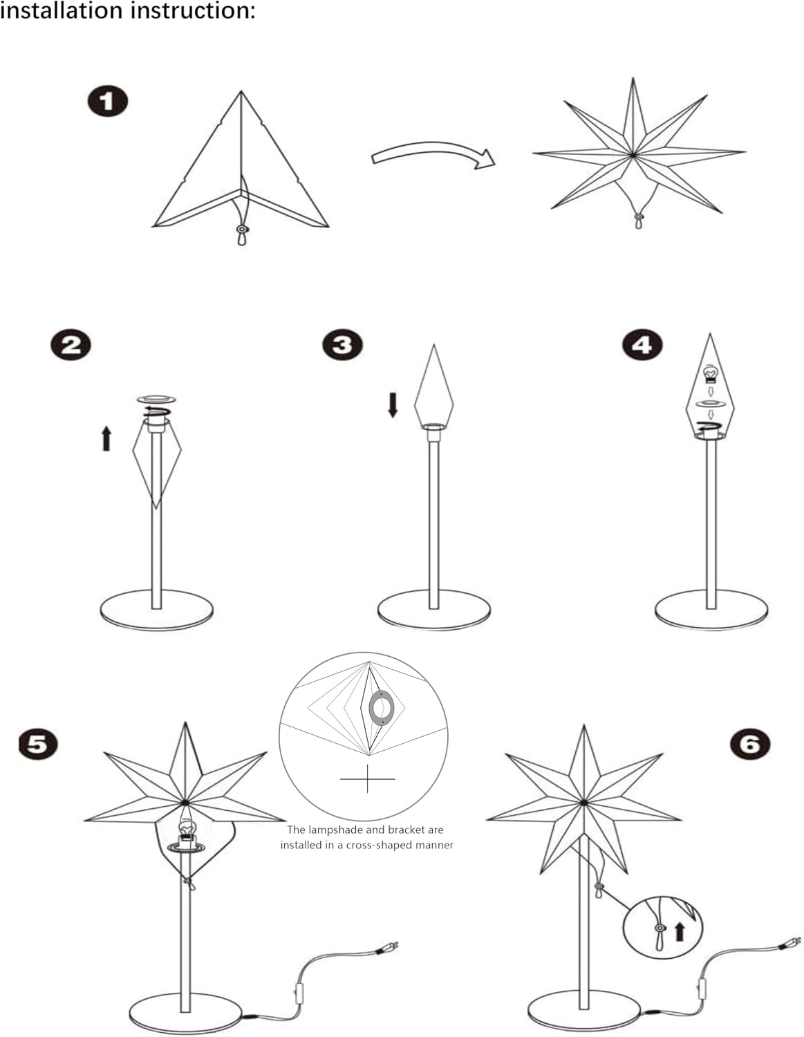 Kerstster staand papier met LED verlichting voor binnen - Kersttafel & Raamdecoratie