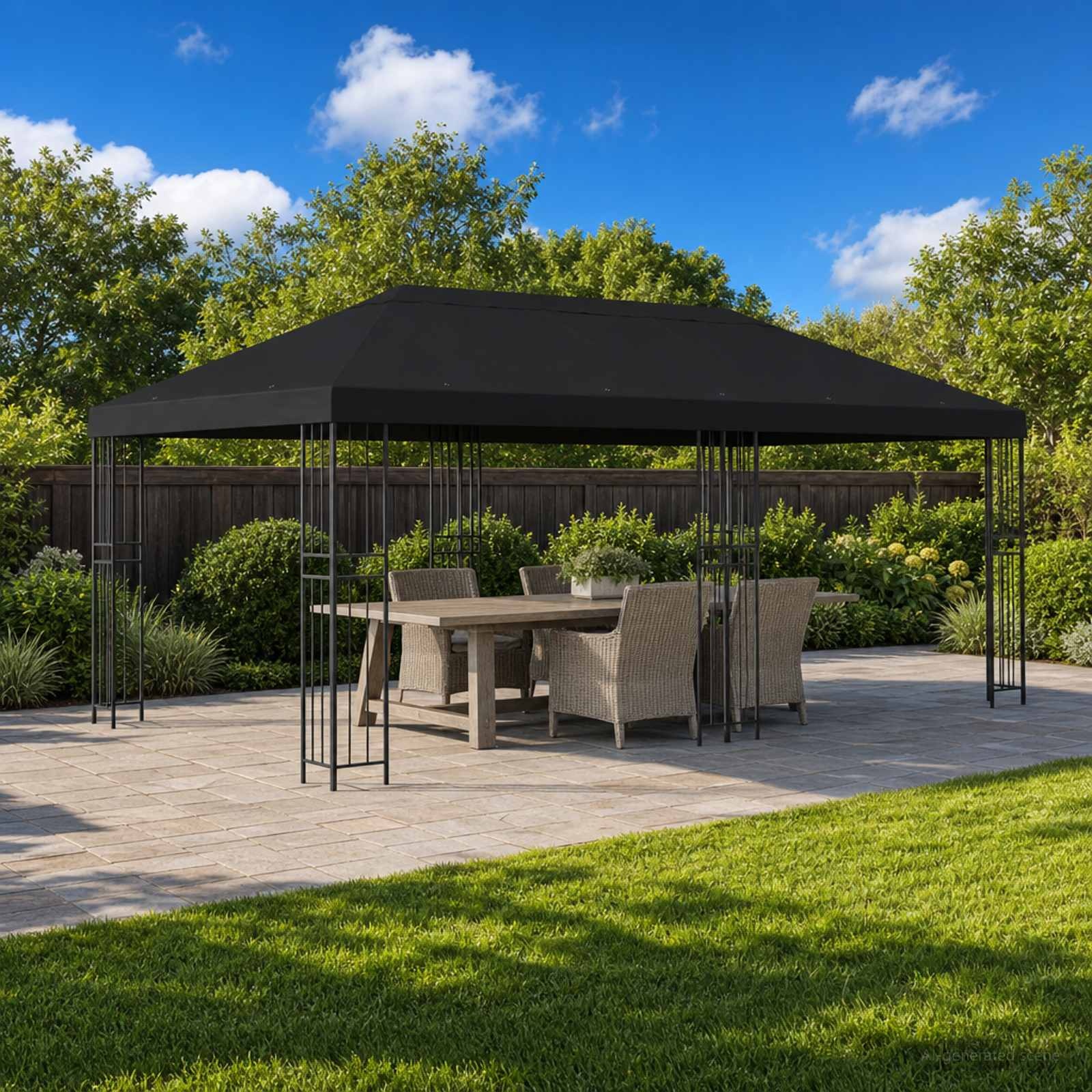 Gazebo Luifel Zwart Polyester 6x3m - 34% Korting!