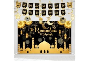 Ramadan Decoratieset: Extra Groot Zwart Banner - 76% Korting!