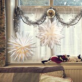 Papieren kerstster LED verlicht 3D-design wit 45 cm voor binnen
