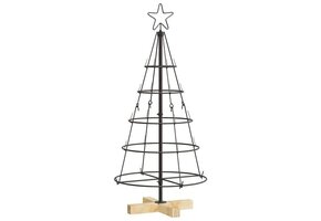 vidaXL Kerst Cone Boom met standaard Zwart 90 cm Staal