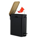 Pedaalemmer - prullenbak badkamer - 5 liter - zwart bamboe