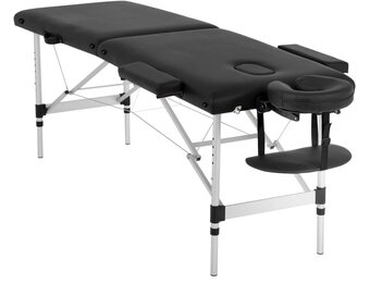 Massagetafel - inklapbaar - 2 secties - aluminium - zwart