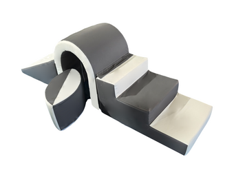 Foam blokken - soft play - brug set met glijbaan - wit grijs