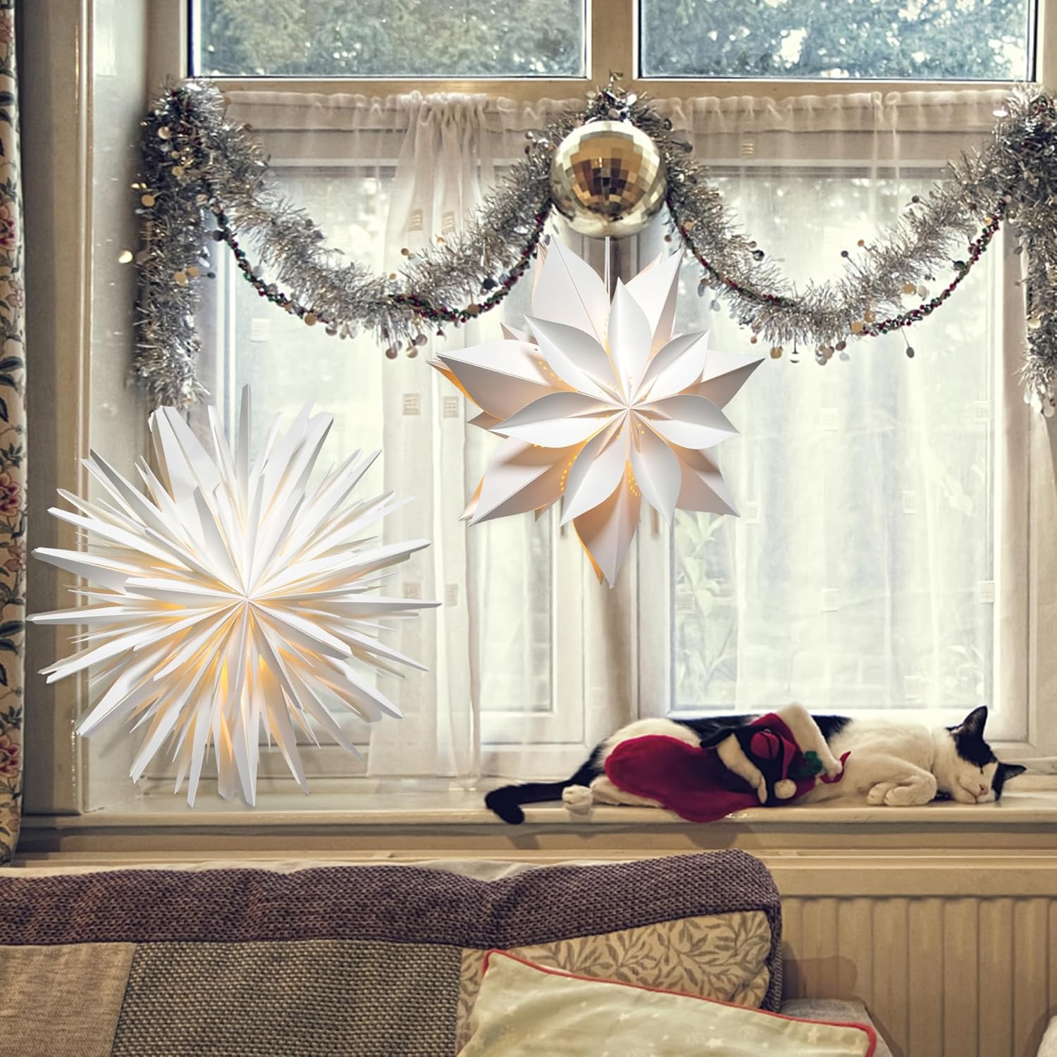 Papieren Kerstster Hangend Wit 45 cm - 75% Korting!