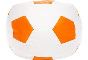 Voetbal Zitzak Leerlook Ø 90cm - Oranje/Wit (34% Korting)