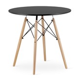 Ronde Eettafel Zwart 80cm - MDF Mat - Beukenhout & Staal (34% korting)