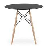 Ronde Eettafel Zwart 80cm - MDF Mat - Beukenhout & Staal (34% korting)