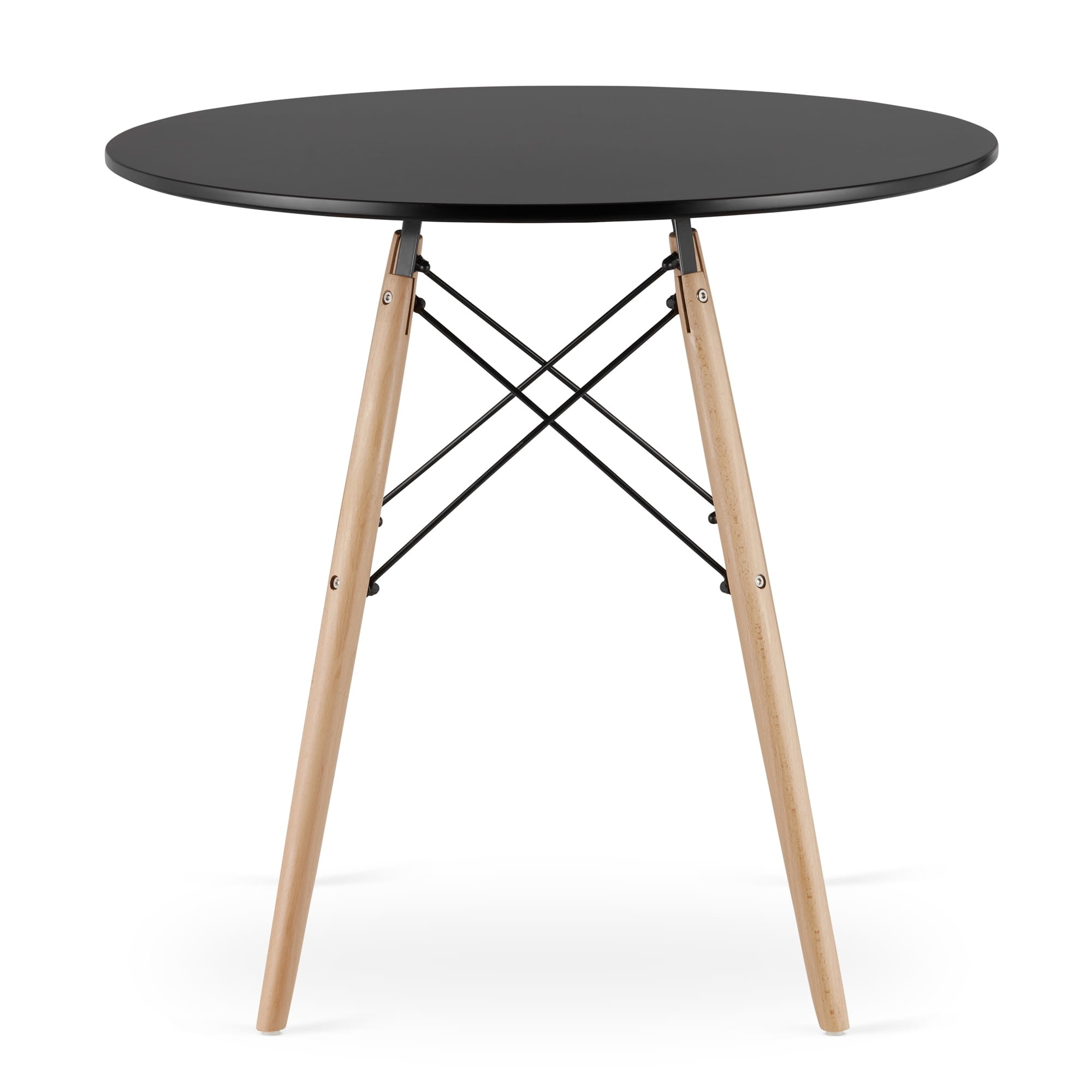 Ronde Eettafel Zwart 80cm - MDF Mat - Beukenhout & Staal (34% korting)