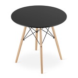 Ronde Eettafel Zwart 80cm - MDF Mat - Beukenhout & Staal (34% korting)